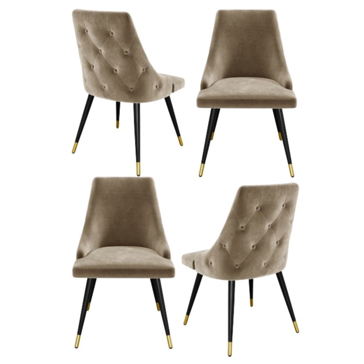 Set of 4 Beige Velvet Dining Chairs - Maddy