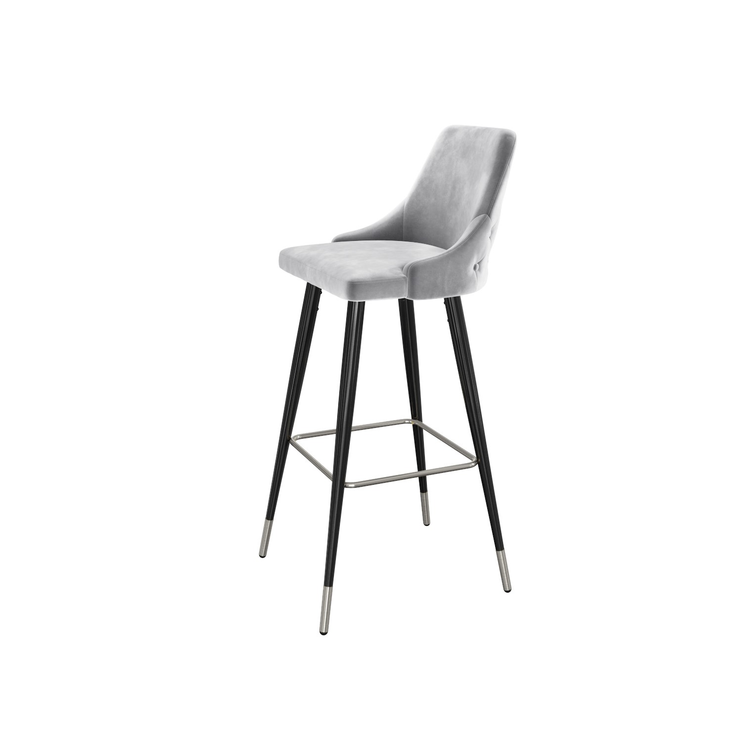 Set of 2 Grey Velvet Bar Stools with Backs 79 cm Maddy BuyItDirect.ie
