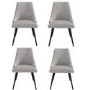 Set of 4 Light Grey Fabric Dining Chairs - Maddy
