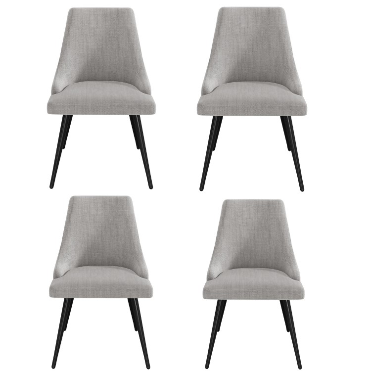 Set of 4 Light Grey Fabric Dining Chairs - Maddy
