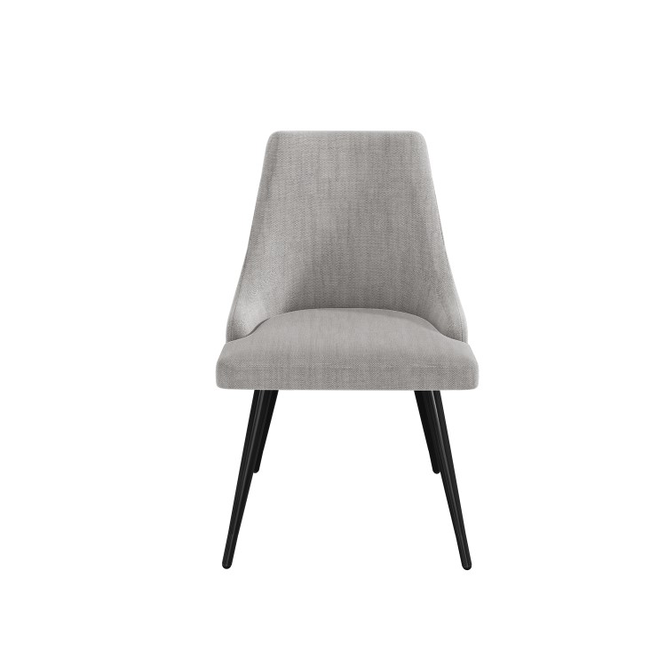 Set of 4 Light Grey Fabric Dining Chairs - Maddy