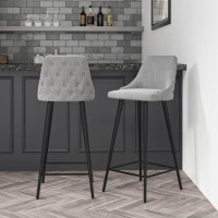 Set of 2 Grey Fabric Bar Stools with Backs - Maddy