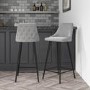Set of 2 Grey Fabric Bar Stools with Backs - Maddy