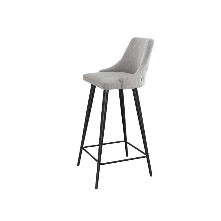 Set of 2 Grey Fabric Bar Stools with Backs - Maddy