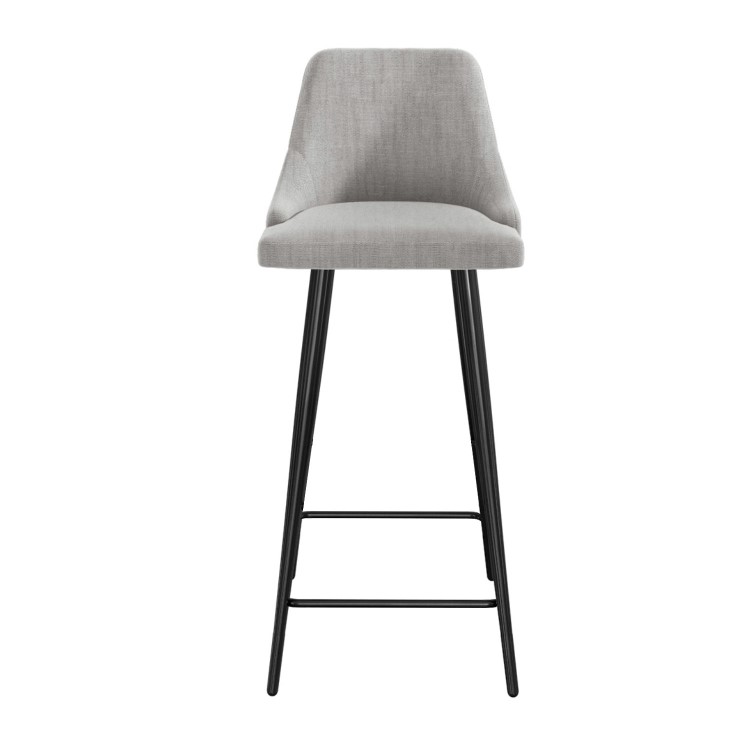 Set of 2 Grey Fabric Bar Stools with Backs - Maddy