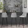 Set of 3 Grey Fabric Bar Stools with Backs - Maddy