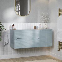 1200mm Blue Fluted Wall Hung Countertop Vanity Unit - Melbourne