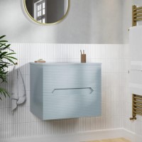 600mm Blue Fluted Wall Hung Countertop Vanity Unit - Melbourne