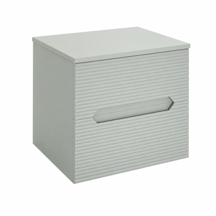 600mm Green Fluted Wall Hung Countertop Vanity Unit with Basin - Melbourne