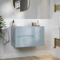 800mm Blue Fluted Wall Hung Countertop Vanity Unit - Melbourne