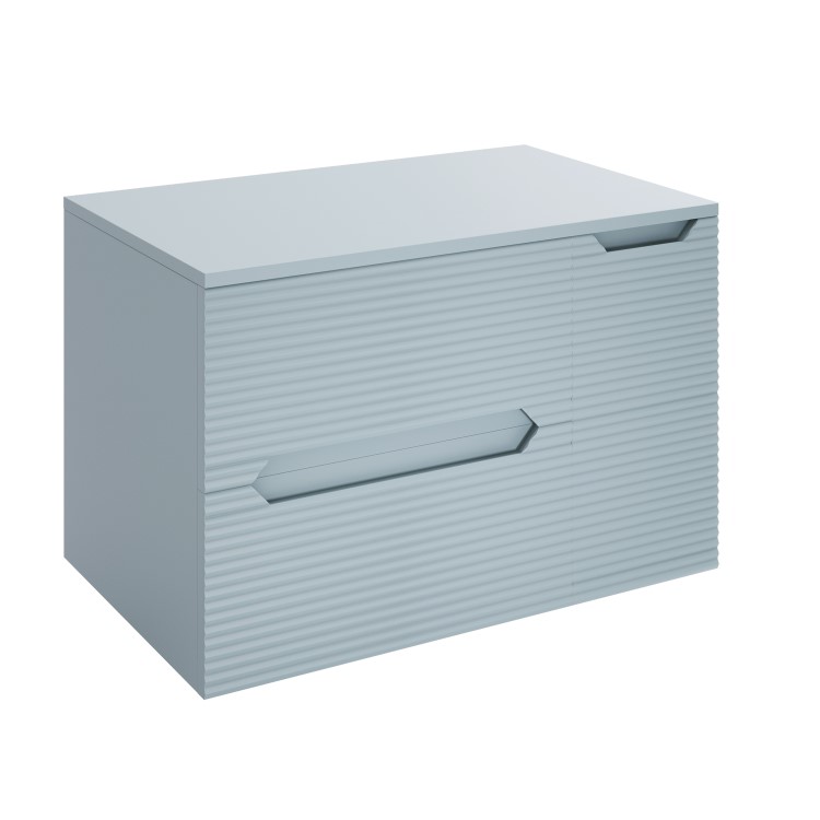 800mm Blue Fluted Wall Hung Countertop Vanity Unit - Melbourne