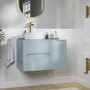 800mm Blue Fluted Wall Hung Countertop Vanity Unit with Basin - Melbourne