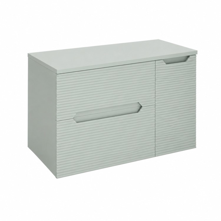 800mm Green Fluted Wall Hung Countertop Vanity Unit with Basin - Melbourne