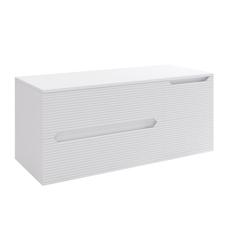 1200mm White Fluted Wall Hung Countertop Vanity Unit - Melbourne