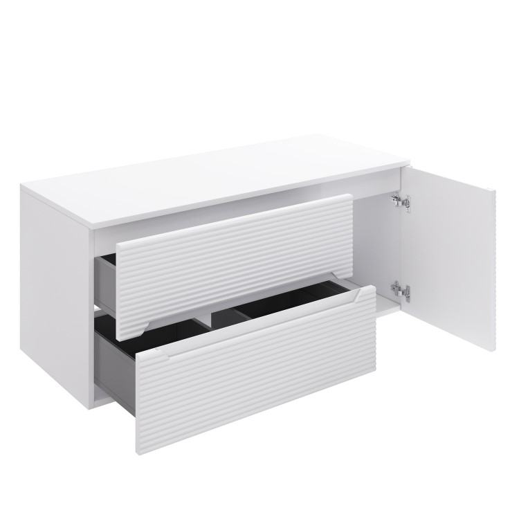 1200mm White Fluted Wall Hung Countertop Vanity Unit - Melbourne