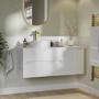 1200mm White Fluted Wall Hung Countertop Vanity Unit with Basin - Melbourne
