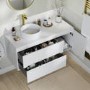 1200mm White Fluted Wall Hung Countertop Vanity Unit with Basin - Melbourne