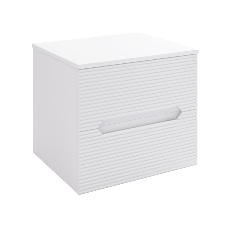 600mm White Fluted Wall Hung Countertop Vanity Unit - Melbourne