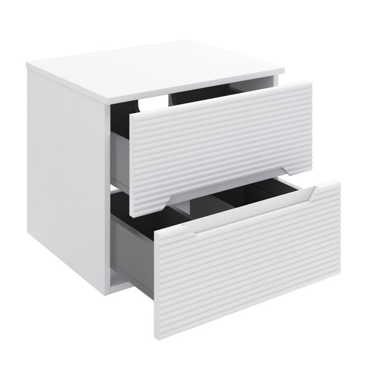 600mm White Fluted Wall Hung Countertop Vanity Unit - Melbourne