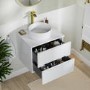 600mm White Fluted Wall Hung Countertop Vanity Unit with Basin - Melbourne