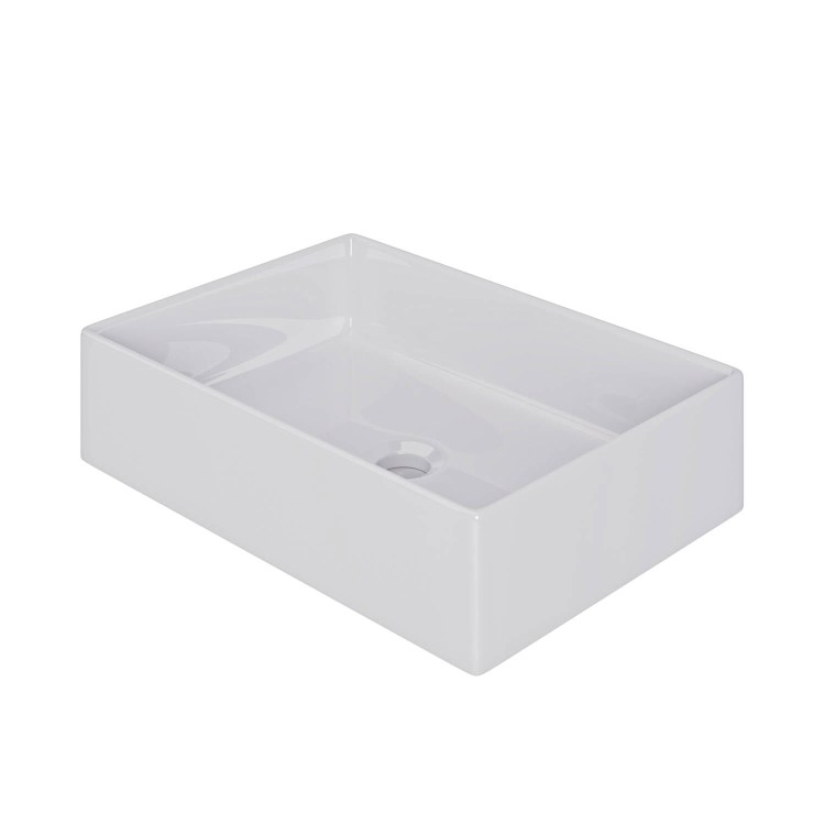 ONLY OPENED - White Rectangular Countertop Basin 450mm - Corey