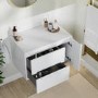 800mm White Fluted Wall Hung Countertop Vanity Unit - Melbourne