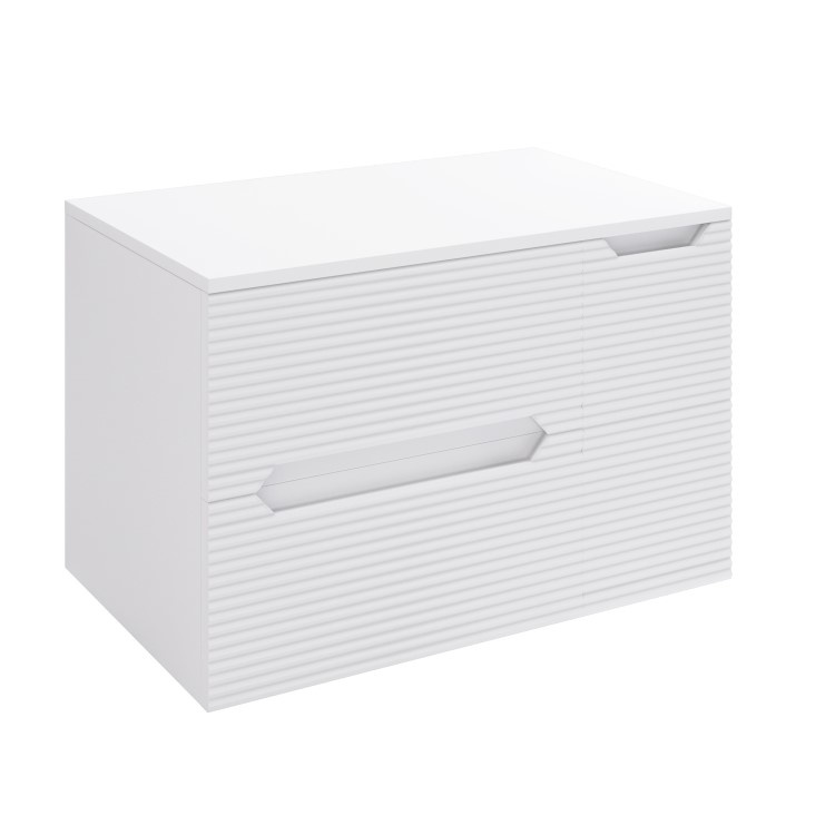 800mm White Fluted Wall Hung Countertop Vanity Unit - Melbourne