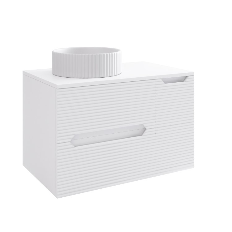 800mm White Fluted Wall Hung Countertop Vanity Unit with Basin – Melbourne