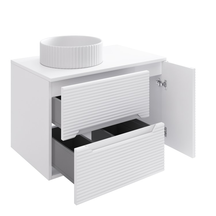 800mm White Fluted Wall Hung Countertop Vanity Unit with Basin – Melbourne