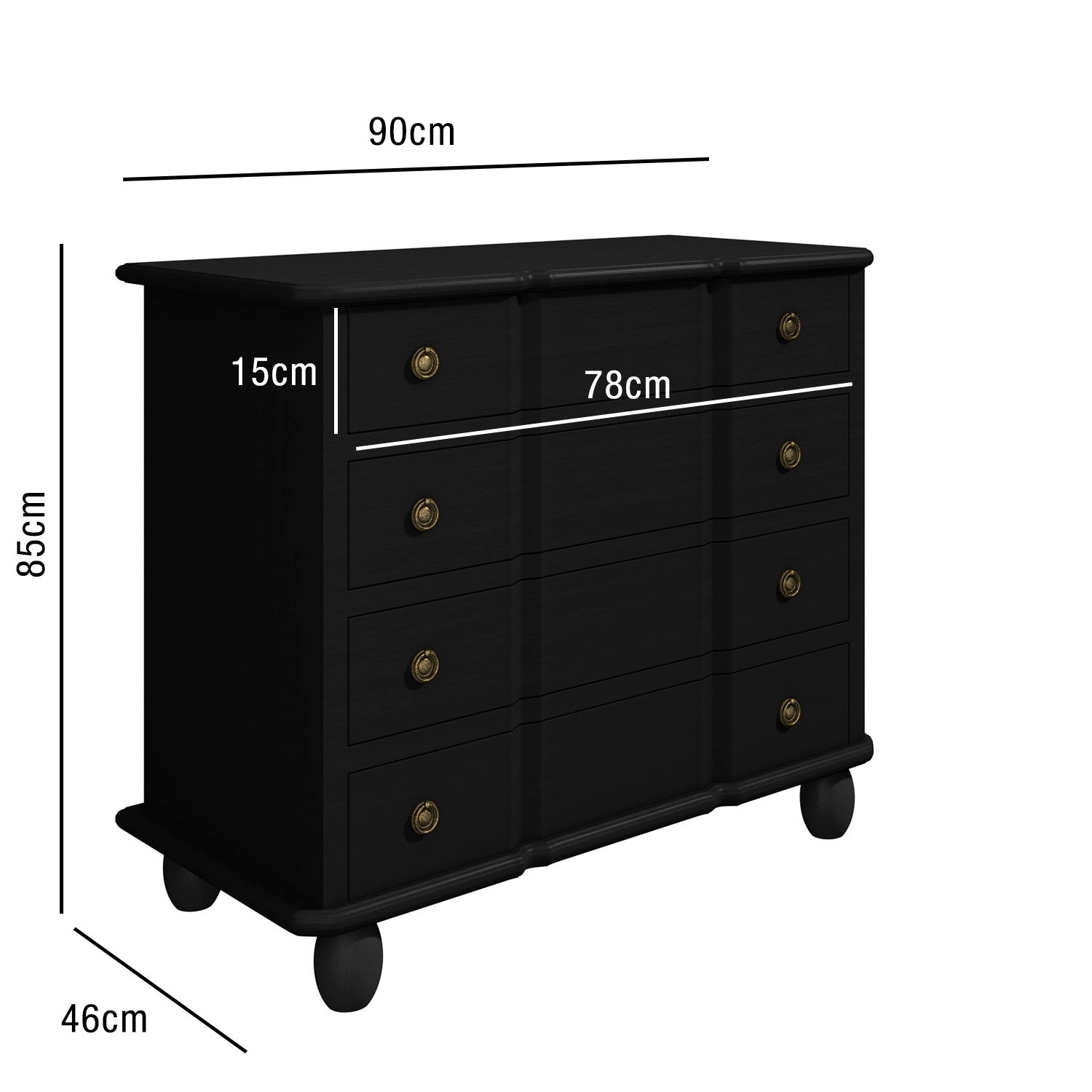 French Inspired Handmade Black Chest Of Drawers Buy It Direct