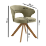 Set of 6 Sage Green Velvet Swivel Dining Chairs with Oak Legs - Mila