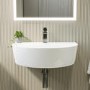 ONLY OPENED - White Round Wall Hung Basin 607mm - Milos