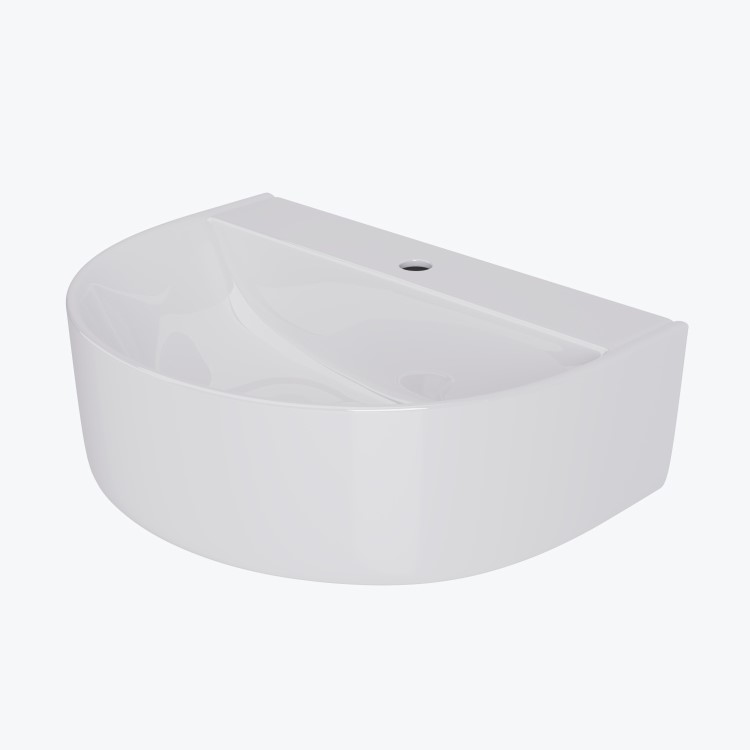 ONLY OPENED - White Round Wall Hung Basin 607mm - Milos