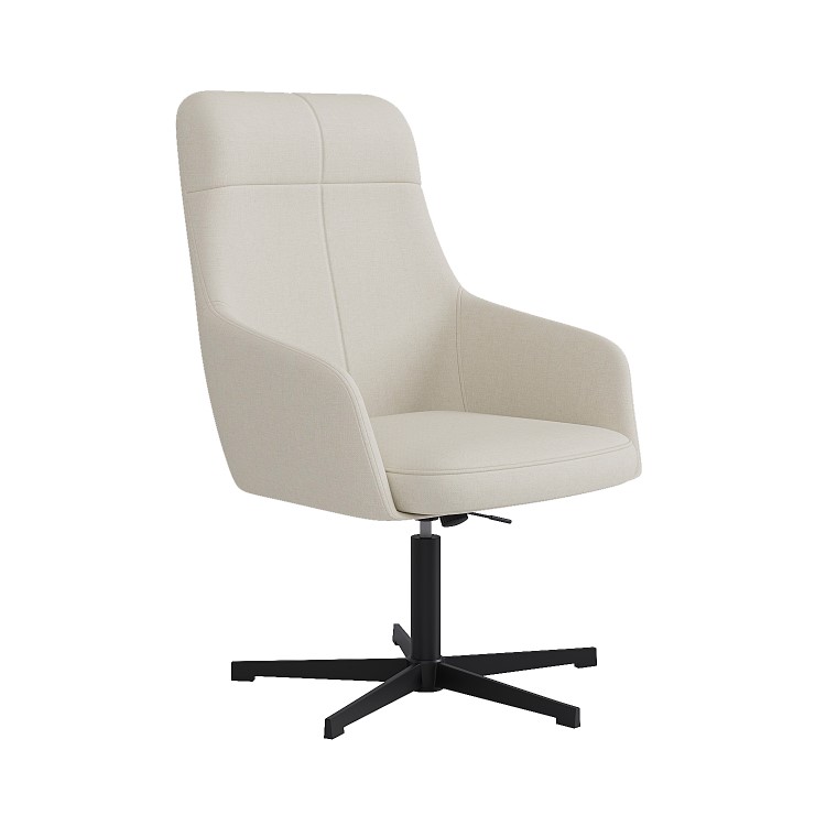 Cream Fabric Recliner Swivel Office Chair with Footrest  - Mila