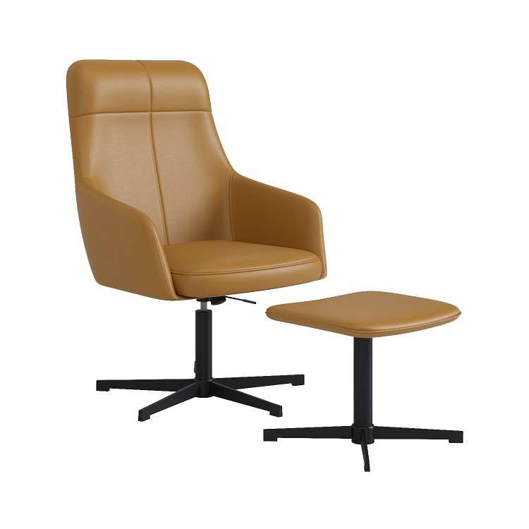 Tan Faux Leather Office Chair with Footrest - Mila