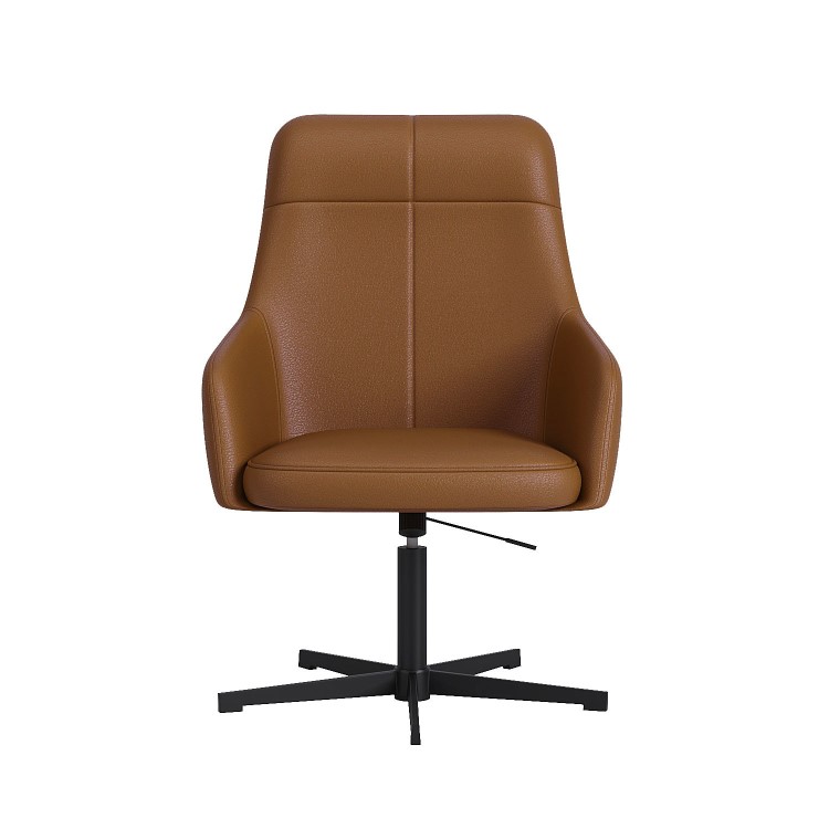 Tan Faux Leather Recliner Swivel Office Chair with Footrest - Mila
