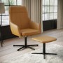 Tan Faux Leather Office Chair with Footrest - Mila