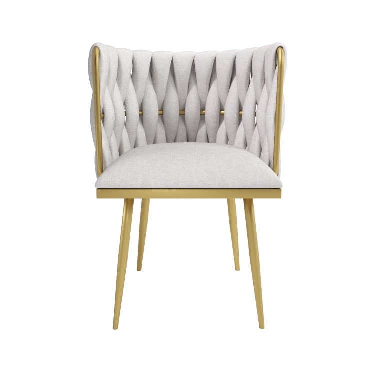 Warm Grey Linen Dressing Table Chair with Gold Legs - Malika