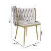 Cream Woven Linen Accent Chair with Gold Legs - Malika