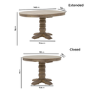 Farmhouse Round Extending Pedestal Dining Table Set with 4 Sage Green Velvet Dining Chairs -Madeline
