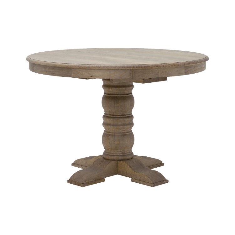 Large Solid Wood Farmhouse Extendable Round to Oval Pedestal Dining Table - Seats 4 - 6 - Madeline