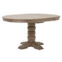 Farmhouse Round Extending Pedestal Dining Table Set with 4 Beige Fabric Dining Chairs - Madeline