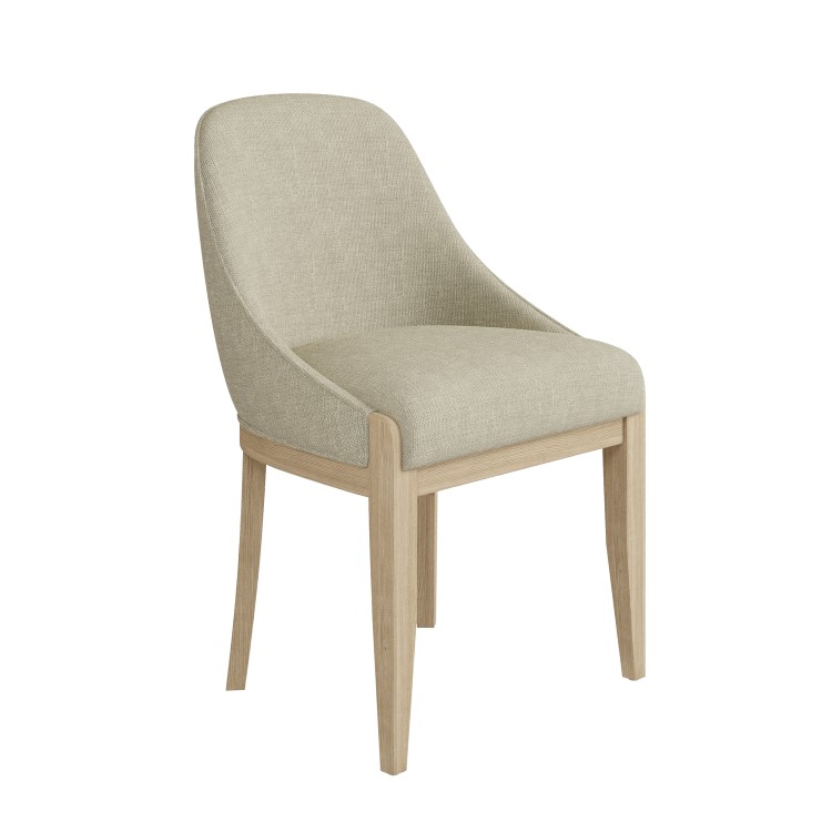 Farmhouse Extending Dining Table Set with 6 Beige Fabric Dining Chairs - Madeline