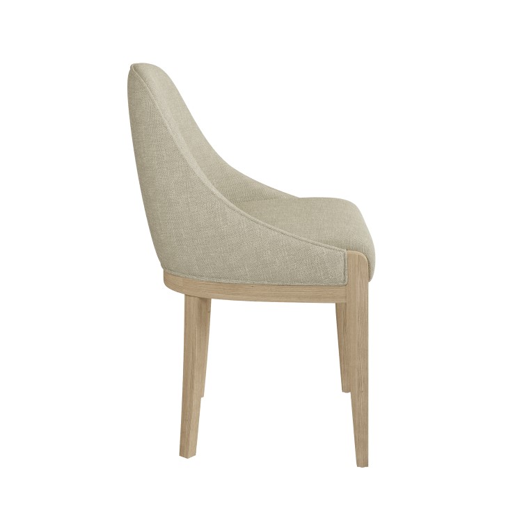 Farmhouse Extending Dining Table Set with 6 Beige Fabric Dining Chairs - Madeline