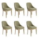 BUN/MLN004C/100843 Set of 6 Sage Green Velvet Dining Chairs with Solid Wood Legs - Madeline
