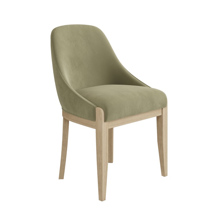 Sage Green Velvet Dining Chair with Solid Wood Legs - Madeline