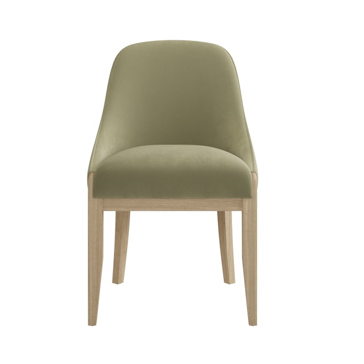 Sage Green Velvet Dining Chair with Solid Wood Legs - Madeline