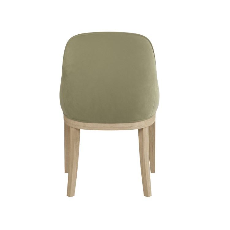 Sage Green Velvet Dining Chair with Solid Wood Legs - Madeline