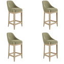 BUN/MLN004S/100994 Set of 4 Sage Green Velvet Kitchen Stools with Solid Wood Legs - Madeline