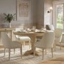 Set of 2 Beige Fabric Dining Chairs with Solid Wood Legs - Madeline